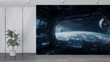 Cosmic Self-Adhesive Wall Mural Unique Space Print for Living Room, Bedroom, Office or Teen Room Spacecraft Control Interior Design Art Wall