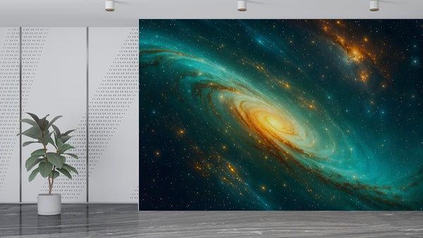 Wallpapers For Cosmic Design Vinyl Wallpaper Peel and Stick For Living Room, Hall, Art Design For Office "Spiral Galaxy In Radiance" Accent Wall 🌌✨