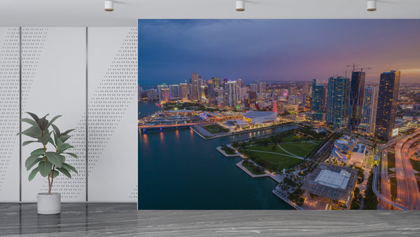 Traditional Wall Mural Art Print – City Wallpaper for Home, Bedroom, Office | "Evening City" 🌃🏙️