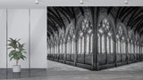 Non-Woven Black and White Wallpaper Lincoln Cathedral Interior – Large Architectural Wall Mural for Living Room, Office, and Bedroom