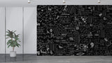 Brutal background Non-woven wallpaper for office Educational print for teen’s room Dark wall with mathematical formulas Full wall art Unique wallpaper ⚙️
