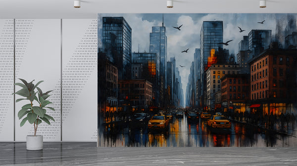 Self-adhesive photo wallpaper Urban style Cityscape print for bedroom Living room wall decor Bright tones for modern interior