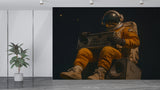 Non-Woven Wallpaper Astronaut in Space with Retro Boombox – Vintage Wall Mural for Bedroom and Living Room