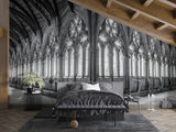 Non-Woven Black and White Wallpaper Lincoln Cathedral Interior – Large Architectural Wall Mural for Living Room, Office, and Bedroom