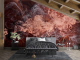 Abstract Wallpaper Romantic Motif Self-Adhesive Wall Mural for Living Room, Bedroom Coral Smoke Mixed with White Abstract Art for Office Print Art Wall 💫