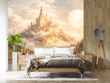 Non-Woven Wall Mural Castle on the Misty Mountain – Magical Kids Room Decor