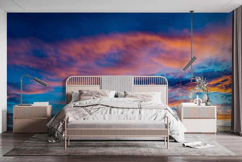 Sky Print Full-Wall Vinyl Wallpaper Peel and Stick– Art Design for Office, Living Room, or Kids' Room, Mural "Sky in Bright Tones"