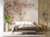 Peel and Stick  Floral Wallpaper – Vintage Pink Blossoms Wall Mural for Bedroom