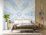 Celestial Blue Dragon Mural - Ethereal Mythical Clouds Wallpaper for Bedroom & Living Room