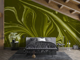 Olive Green Abstract Marble Wall Mural – Modern Minimalist Peel and Stick Wallpaper for Living Room & Bedroom