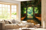 Self-Adhesive Wallpaper Forgotten Train in the Forest – Nature Print for Bedroom