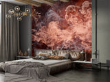 Abstract Wallpaper Romantic Motif Self-Adhesive Wall Mural for Living Room, Bedroom Coral Smoke Mixed with White Abstract Art for Office Print Art Wall 💫