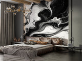 Black & White Abstract Wall Mural – Modern Peel and Stick Wallpaper for Contemporary Interior Design