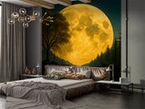 Natural Print Peel and Stick Mural For Living Room, Bedroom Office Poster "Mysterious Glow Of The Full Moon Over The Lake"