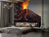 Brutal Energy Wall Print For Bedroom, Garage, Or Office Self-Adhesive Full Wall Wallpaper "Volcano With Lava" 🌋
