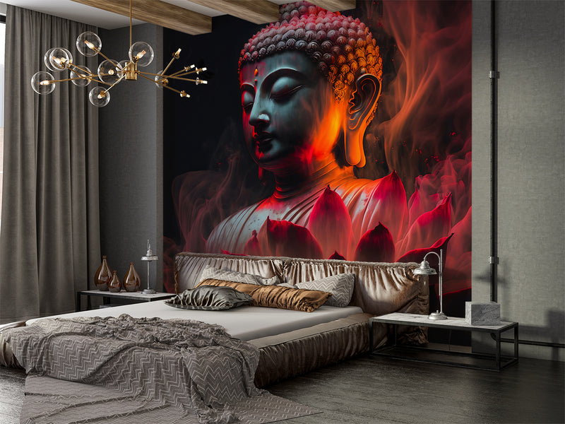 Ethnic print Modern style Non-woven Mural for living room Accent wall for bedroom "Buddha" Spiritual strength Motivational artwork