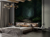 Mystic Forest Path Peel and Stick Wall Mural – Dark Woodland Nature Wallpaper for Bedroom, Living Room & Office