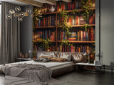 Library Peel and Stick Wall Mural – Cozy Bookcase Wallpaper for Home Office, Reading Room