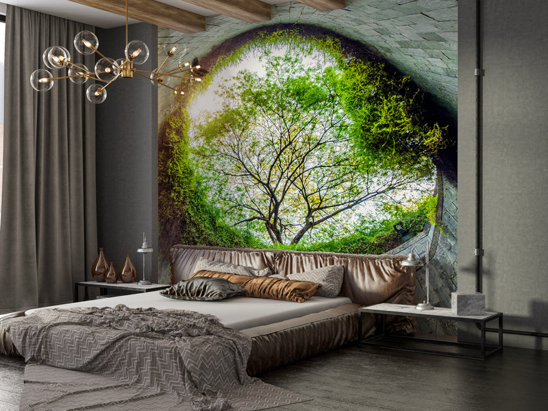 A blend of urban and nature for full-wall Vinyl Wallpaper Peel and Stick Mural, ideal for offices, living rooms, or venue design: "Fort Canning Park, Singapore" 🌿🏙️