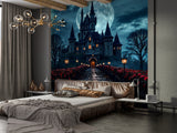 Gothic Style Peel and Stick Wall Mural for Living Room, Bedroom, or Home Office – "Rose Alley on a Gothic Night"