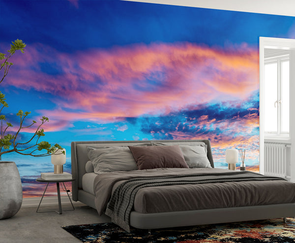 Sky Print Full-Wall Vinyl Wallpaper Peel and Stick– Art Design for Office, Living Room, or Kids' Room, Mural "Sky in Bright Tones"