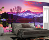 Bedroom and Living Room Wallpapers – Natural Print, Traditional Wall Murals for Accent Wall "Magnetic Mountains in Sunset Rays", Bold Design 🌄