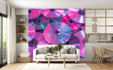 Retro Y2K Aesthetic CD Wall Mural - Neon Pink Iridescent Peel and Stick Wallpaper