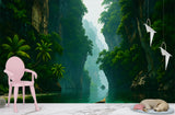 Art Wallpaper For The Whole Wall, Peel and Stick Wall Mural For Office, Print For Living Room, Poster For Bedroom "Mysterious Tropical Passage" 🌿