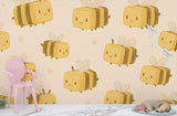Cute Wall Murals for Kids Room, Self-Adhesive Full Wall Wallpaper “Rectangular Bees” Print for Playroom, Children’s Art for Nursery 🐝✨