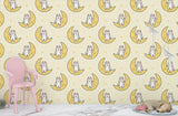 Peel and Stick Wall Mural “Happy Bunnies on the Moon” – Kids Room Wallpaper
