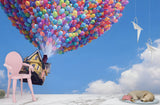 Floating House Balloon Wall Mural – Colorful Hot Air Balloon Peel and Stick Wallpaper