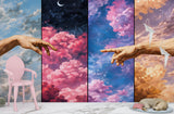 Peel and Stick Wall Mural “Celestial Hands in the Clouds” – Surreal Sky Art Wallpaper