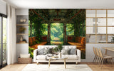 Self-Adhesive Wallpaper Forgotten Train in the Forest – Nature Print for Bedroom