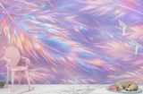 Peel and Stick Wall Mural Pastel Iridescent Feathers for Bedroom & Home Office