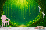 Nature Art For Kids Room Wallpaper Print For Nursery Self-Adhesive Wall Mural For Baby Room Full Wall Poster "Green Arch In The Forest"🌿
