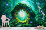 Magical enchanted forest fairy tale wall mural for bedroom and nursery decor