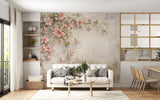 Peel and Stick  Floral Wallpaper – Vintage Pink Blossoms Wall Mural for Bedroom