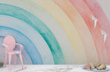 Non-Woven Wall Mural with Hand-Painted Rainbow for a Magical Children’s Room