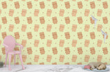Cute Design For Kids Room Peel and Stick Mural, For Children’s Playroom, Kids Wallpaper ‘Teddy Bears’ 🐻