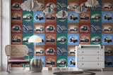 Self-Adhesive Wall Mural – Construction Vehicles Pattern Wallpaper for Kids Room | Peel and Stick Photo Wallpaper