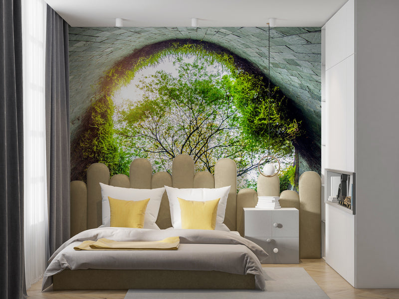 A blend of urban and nature for full-wall Vinyl Wallpaper Peel and Stick Mural, ideal for offices, living rooms, or venue design: "Fort Canning Park, Singapore" 🌿🏙️