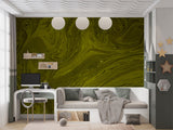 Dark Olive Green Abstract Marble Wall Mural – Modern Peel and Stick Wallpaper, Fluid Art Texture for Contemporary Interior