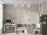 Accent wall Peel and stick wallpaper for kids’ room Bright highlighted formulas Calm background for learning Motivational print Wallpaper for living room or hall ✨