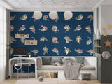 Kids Wall Murals Underwater Theme, Self-Adhesive Full Wall Wallpaper “Funny Sharks” Art Wall for Children’s Playroom 🦈💙