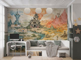 Peel and Stick Wall Mural “Fantasy Kingdom Map” –Wallpaper for Kids Room