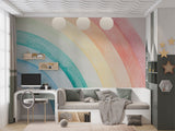 Non-Woven Wall Mural with Hand-Painted Rainbow for a Magical Children’s Room