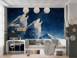 Majestic Wolves in Forest Peel and Stick Wall Mural – Mystical Wildlife Nature Wallpaper for Modern Interior
