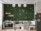 Wallpaper with formulas Math tasks design for kids’ room Peel and stick Mural Wall art Poster Educational zone or school print 📘