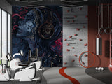 Art Abstraction Wall Vinyl Wallpaper Peel and Stick Mural Sports Theme For Office, Hall, Gym "Cosmic Enjoyment Of Music"