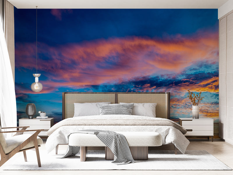Sky Print Full-Wall Vinyl Wallpaper Peel and Stick– Art Design for Office, Living Room, or Kids' Room, Mural "Sky in Bright Tones"